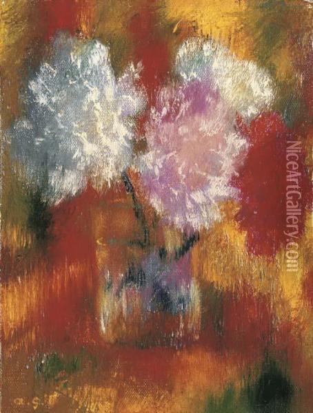 Nelken In Glasvase Oil Painting - Augusto Giacometti
