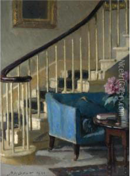 Interior With A Blue Sofa Oil Painting - Patrick William Adam