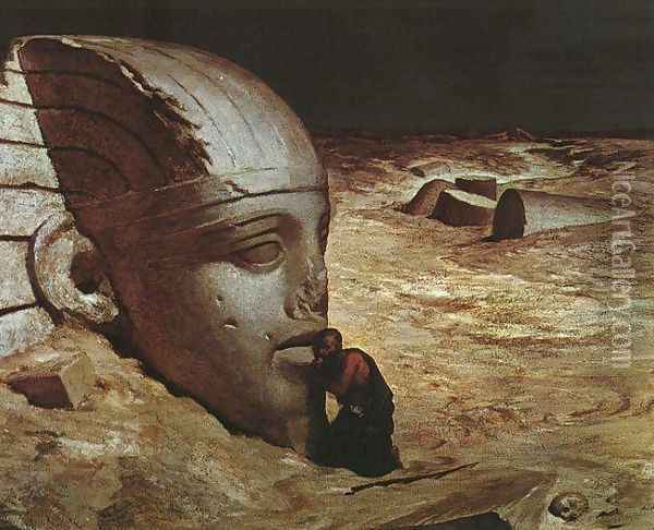 Listening to the Sphinx Oil Painting - Elihu Vedder