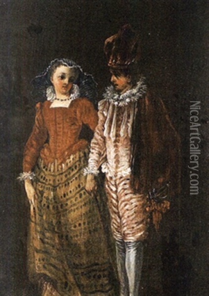 Vornehmes Paar In Ganzfigur Oil Painting - Jonas Hoffmann