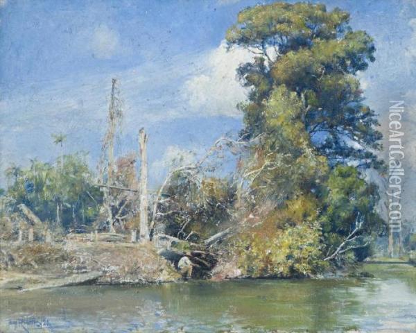 An Island On The Tweed Oil Painting - Tom Roberts