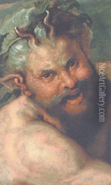 Head Of A Satyr Oil Painting - Jacob Jordaens