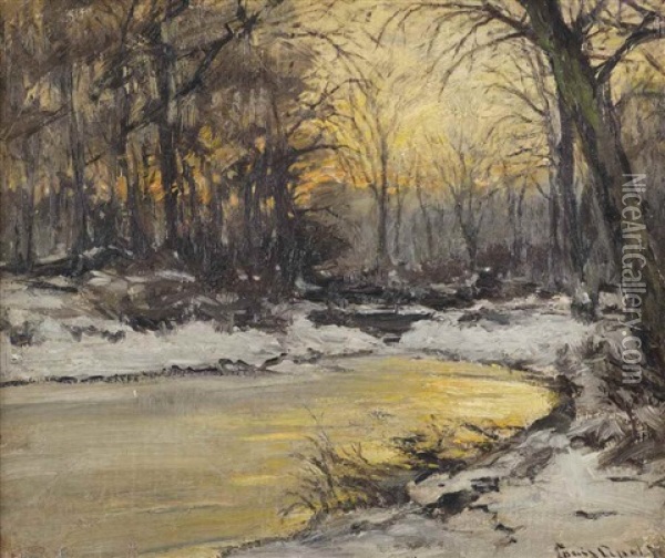 Early Morning In A Snow Covered Forest Oil Painting - Louis Apol