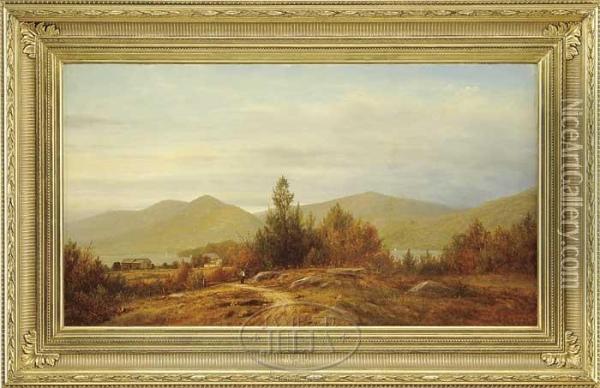 Early Autumn At The Lake Farm Oil Painting - Charles Wilson Knapp