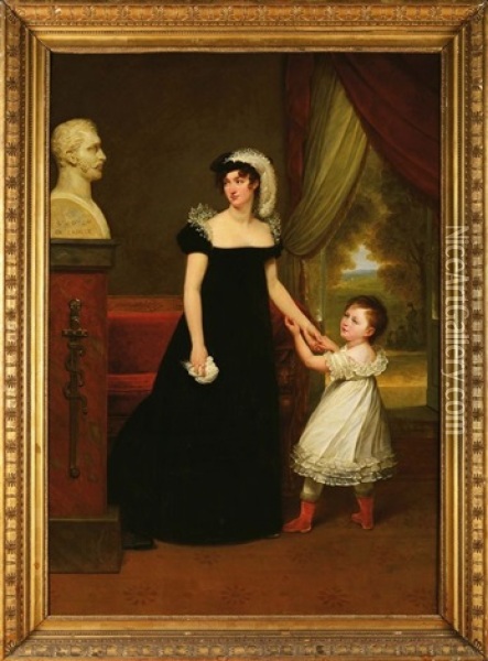 Portrait De La Comtesse De Lasalle Et De Sa Fille Oil Painting - Antoine Jean (Baron Gros) Gros