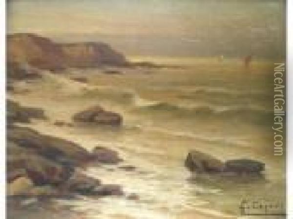 Voilier Dans L'estuaire Oil Painting - Gaston Corbier