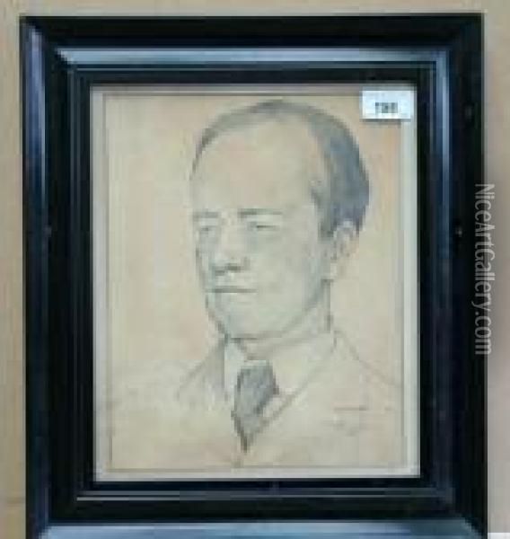 A Portrait Of John Galsworthy Oil Painting - William Strang