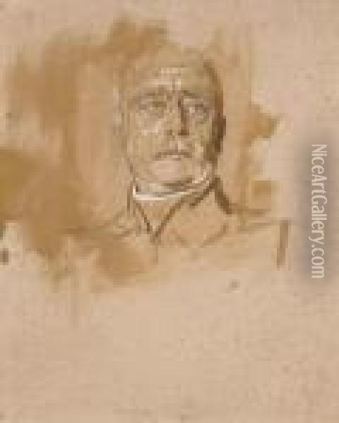 Portrait Of Bismark. Oil Painting - Franz von Lenbach