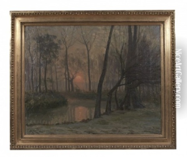 Flodlandskap Oil Painting - Gustaf Albert