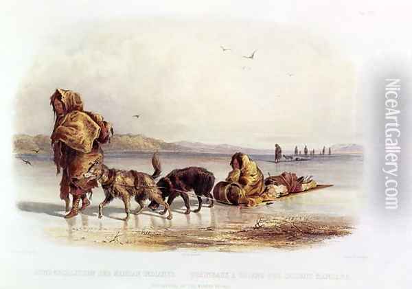 Dog Sledges of the Mandan Indians Oil Painting - Karl Bodmer