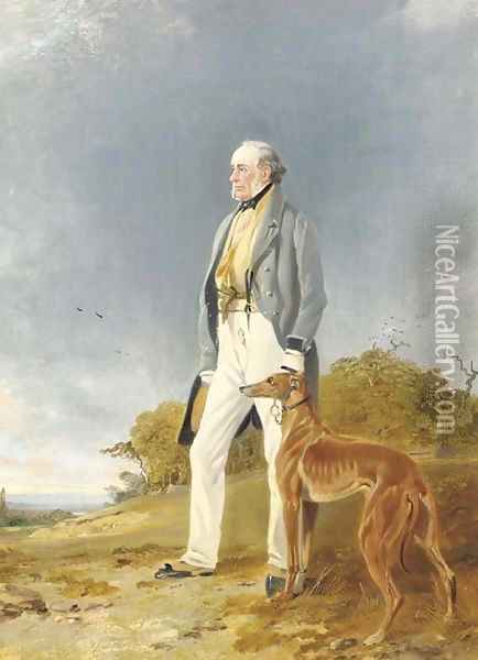 Mr. Geddes and his greyhound Glory Oil Painting - Richard Ansdell