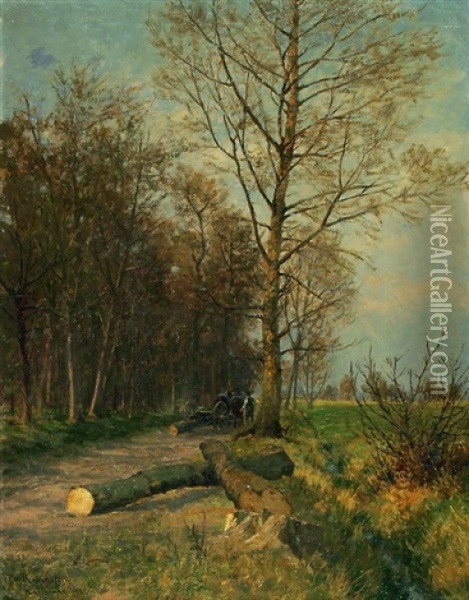 Waldrand Mit Weg Und Gefalltem Baum Oil Painting - Paul von Ravenstein
