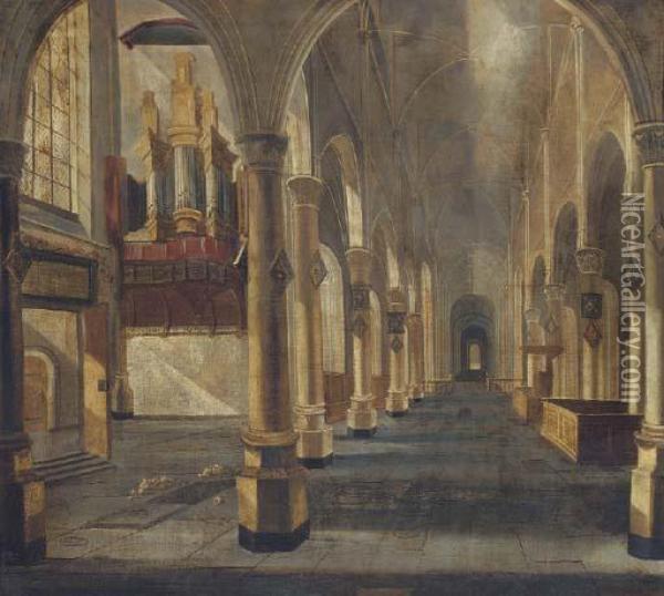 The Interior Of A Chruch Oil Painting - E. De Gruyter