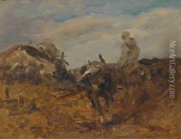 Reitender Beduine In Wustenlandschaft Oil Painting - Adolf Schreyer