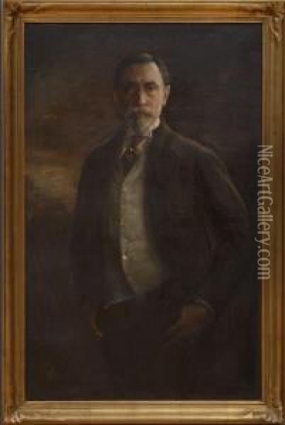 Three-quarter Length Portrait Of A Gentleman Oil Painting - Raimundo de Madrazo y Garreta