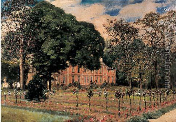 La Roseraie Devant Le Chateau Oil Painting - Victor Leclaire