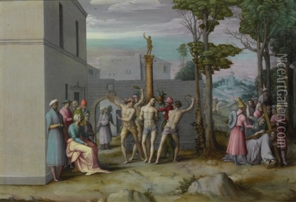 The Flagellation Oil Painting -  Bacchiaca