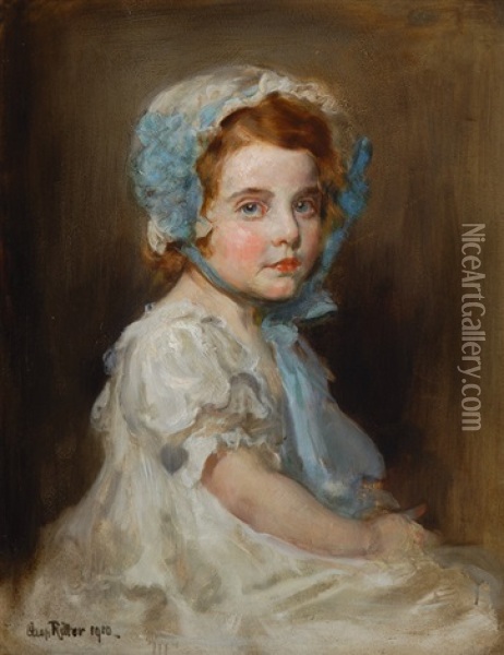 Portrait Of A Girl Oil Painting - Caspar Ritter