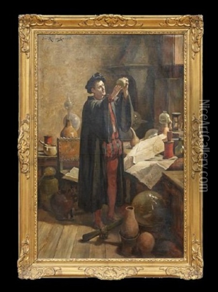 The Alchemist In His Study Oil Painting - Joseph Leopold Ratinckx
