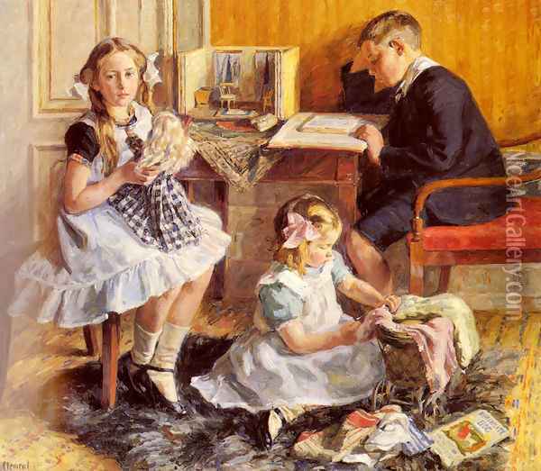 Children's Pastimes Oil Painting - Gad Frederik Clement