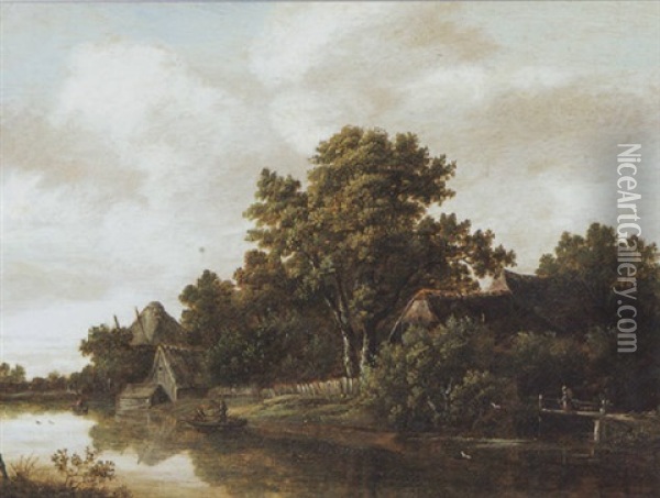 Rivierlandschap In De Omgeving Van Haarlem Oil Painting - Salomon Rombouts