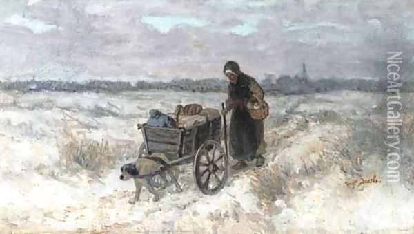 Winter Landscape Oil Painting - Jozef Israels