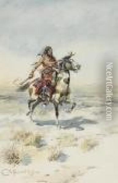 Indian On Horseback Oil Painting - Charles Marion Russell