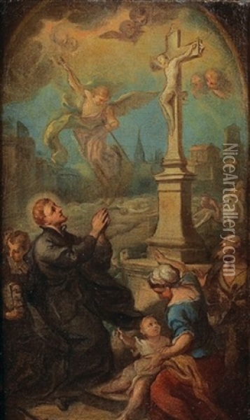 Un Saint Franciscain En Priere Oil Painting - Etienne (le Romain) Parrocel