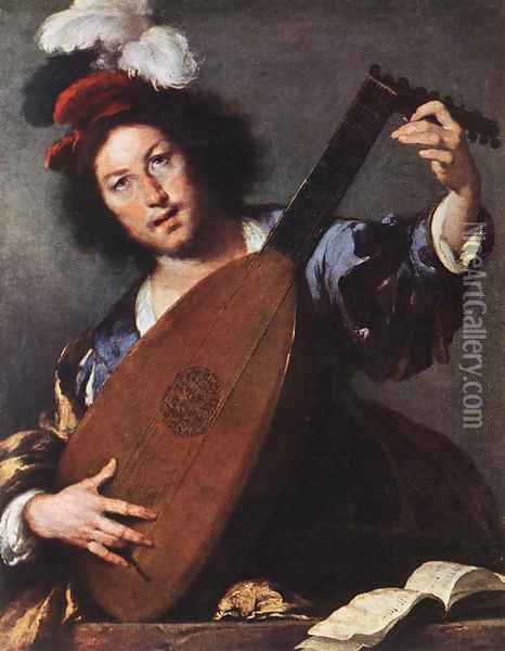 Lute Player 1630-35 Oil Painting - Bernardo Strozzi