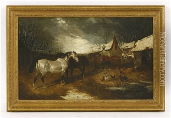 A Farmyard Scene Oil Painting - John Frederick Herring the Elder