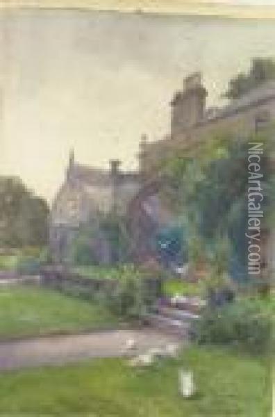 Doves Outside The Conservatory, Kilmurry Oil Painting - Mildred Anne Butler