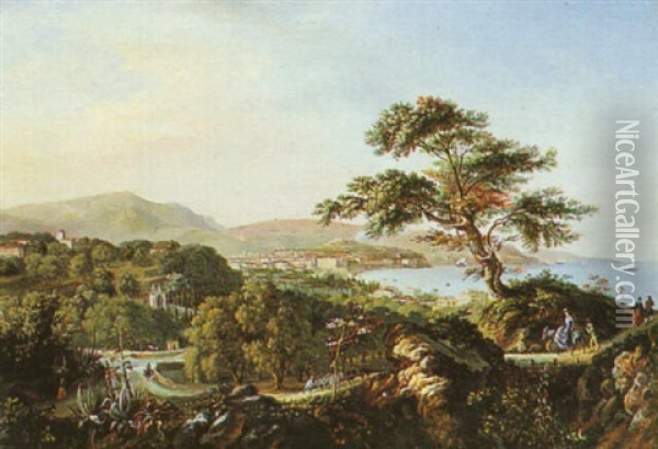 The Bay Of Nice Oil Painting - Cais (Comte de) Pierlas