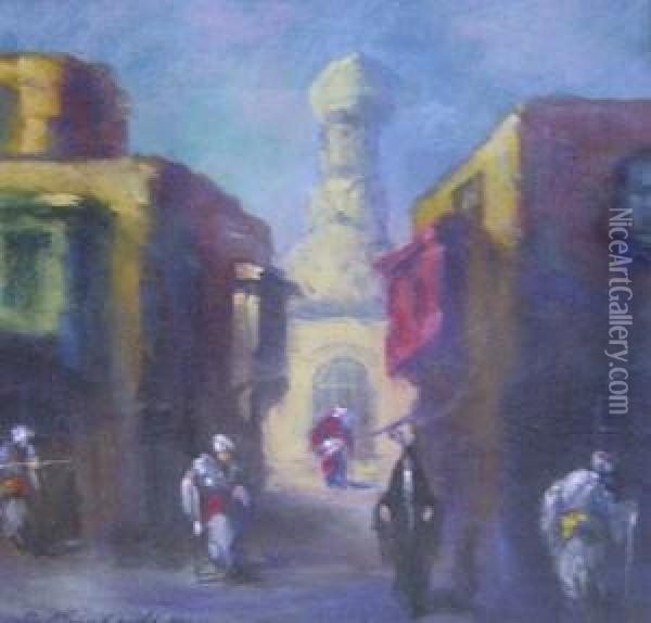 North African Street Scene Oil Painting - Leonid Gechtoff