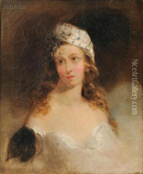 Portrait Of A Woman, Probably Fanny Kemble Oil Painting - Thomas Sully