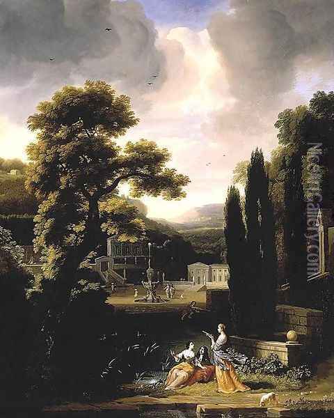 Classical Landscape with Figures Oil Painting - Jacob Esselens