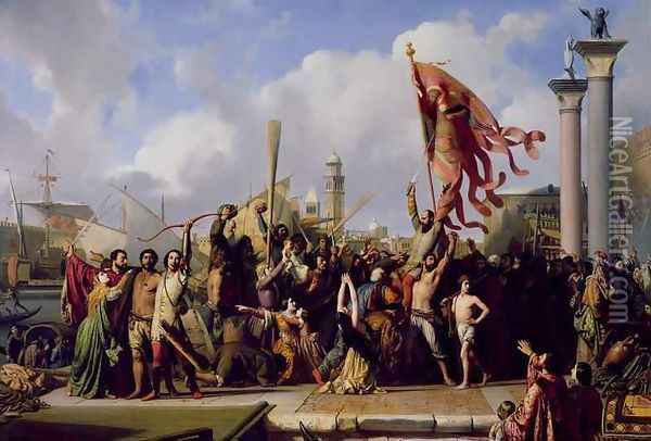 The Triumph of Pisani Oil Painting - Alexandre-Jean-Baptiste Hesse