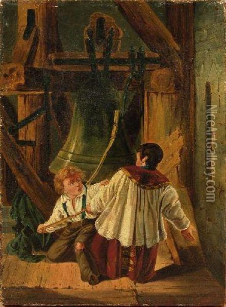 Im Glockenturm Oil Painting - Johann Baptist Pflug