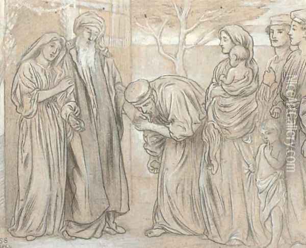 Paying respects to the father of the house Oil Painting - Simeon Solomon