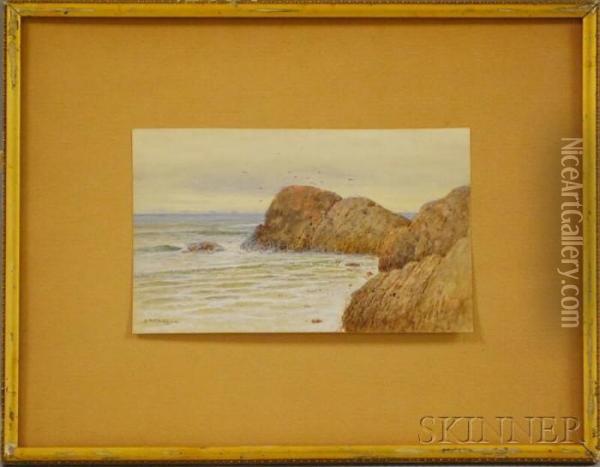 Rocky Coastline Oil Painting - Samuel R. Chaffee