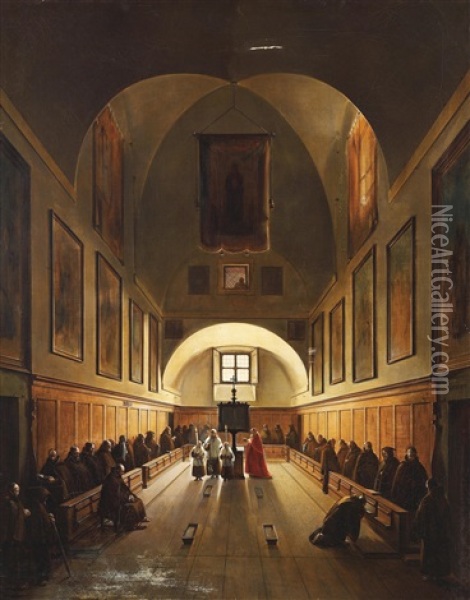 Der Chor Der Kapuzinerkirche In Rom Oil Painting - Francois Marius Granet