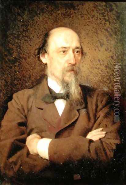 Portrait of Nikolay Alekseyevich Nekrasov, 1877 Oil Painting - Ivan Nikolaevich Kramskoy