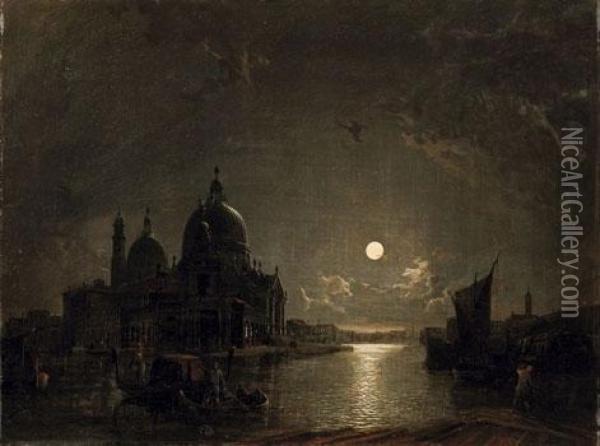 Il canal grande A venezia Con La Chiesa Della Salute Oil Painting - Henry Pether