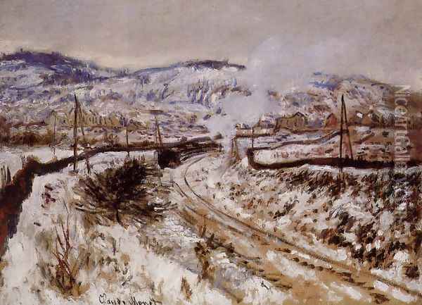Train In The Snow Argenteuil Oil Painting - Claude Oscar Monet