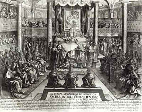 Anointing of Louis XIV 1638-1715 at Reims on 7th June 1654 Oil Painting - Francois Roger de Gaignieres