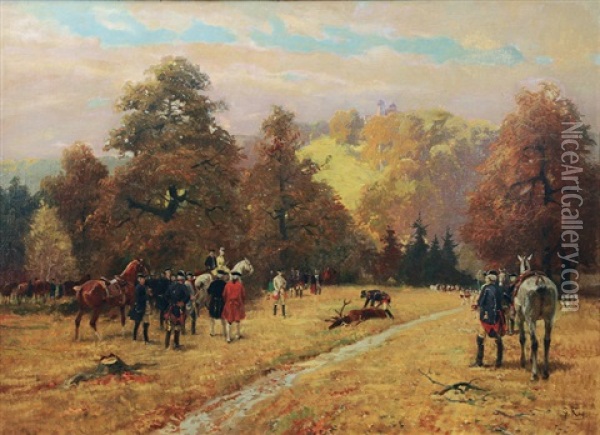 Hunting Party Oil Painting - Georg Karl Koch