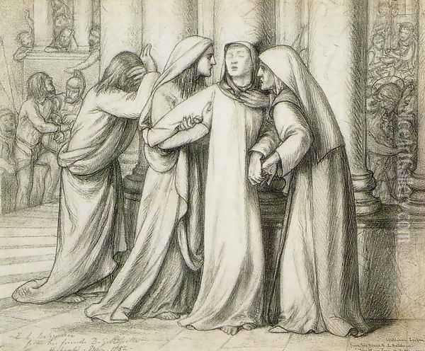 The Virgin Mary Being Comforted Oil Painting - Dante Gabriel Rossetti