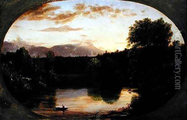 Sunset, View on Catskill Creek, 1833 Oil Painting - Thomas Cole