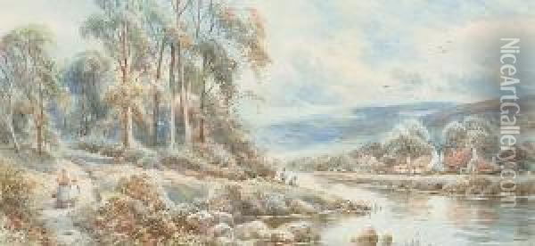 By River Oil Painting - Charles Frederick Allbon