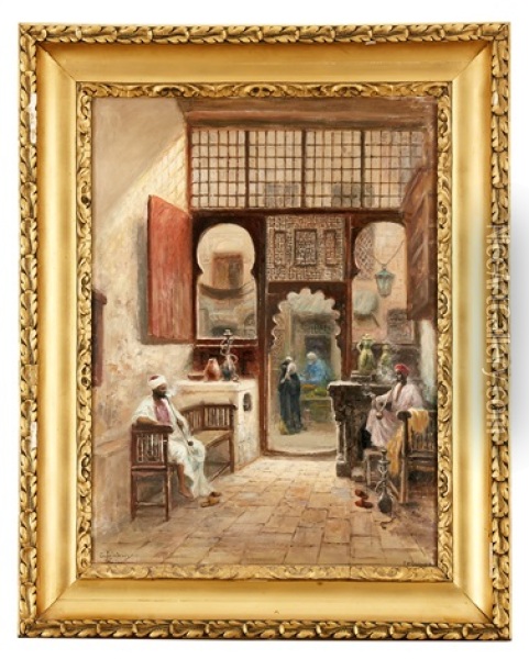 Cafeinterior, Kairo Oil Painting - Frans Wilhelm Odelmark