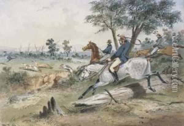 The Kangaroo Hunt Oil Painting - Samuel Thomas Gill